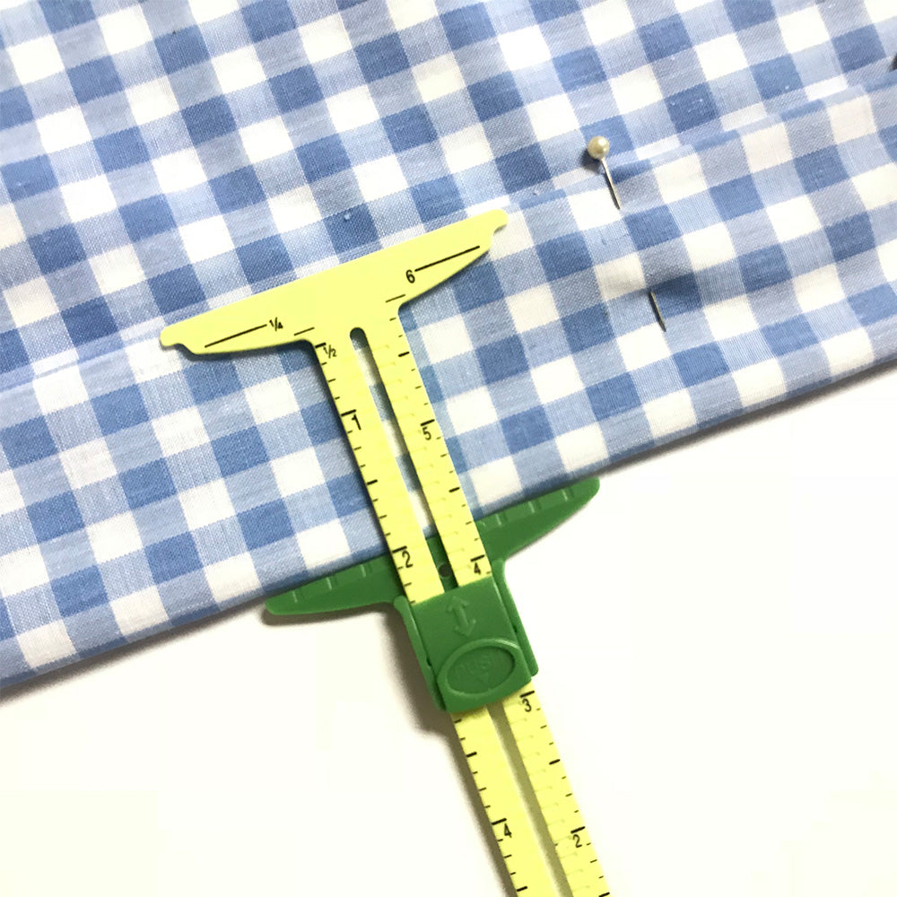 HONEYSEW 5-in-1 Sliding Gauge Measuring Sewing Ruler Tool for Sewing,Crafting,  Marking Button Holes,Hem Gauge, Circle Compass, T Gauge Blue 1pc sliding  gauge blue