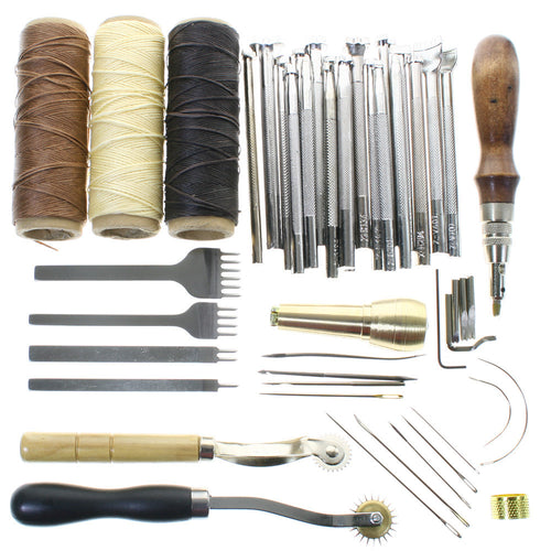 Leathercraft Basic Accessories Tools Kit for Hand Sewing Stitching Wheels and Stamping Set