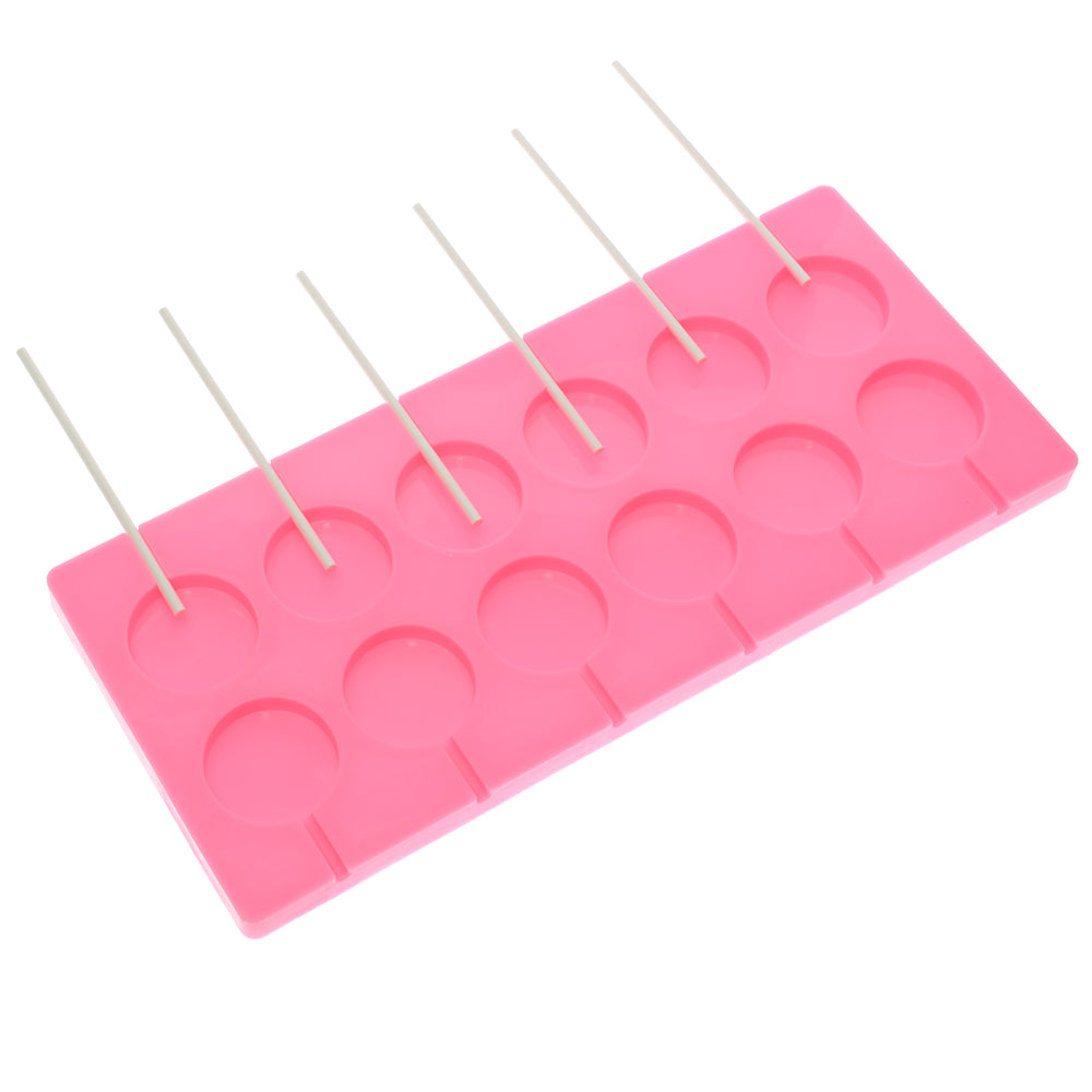 2x 12-Capacity Round Chocolate Hard Candy Silicone Lollipop Molds