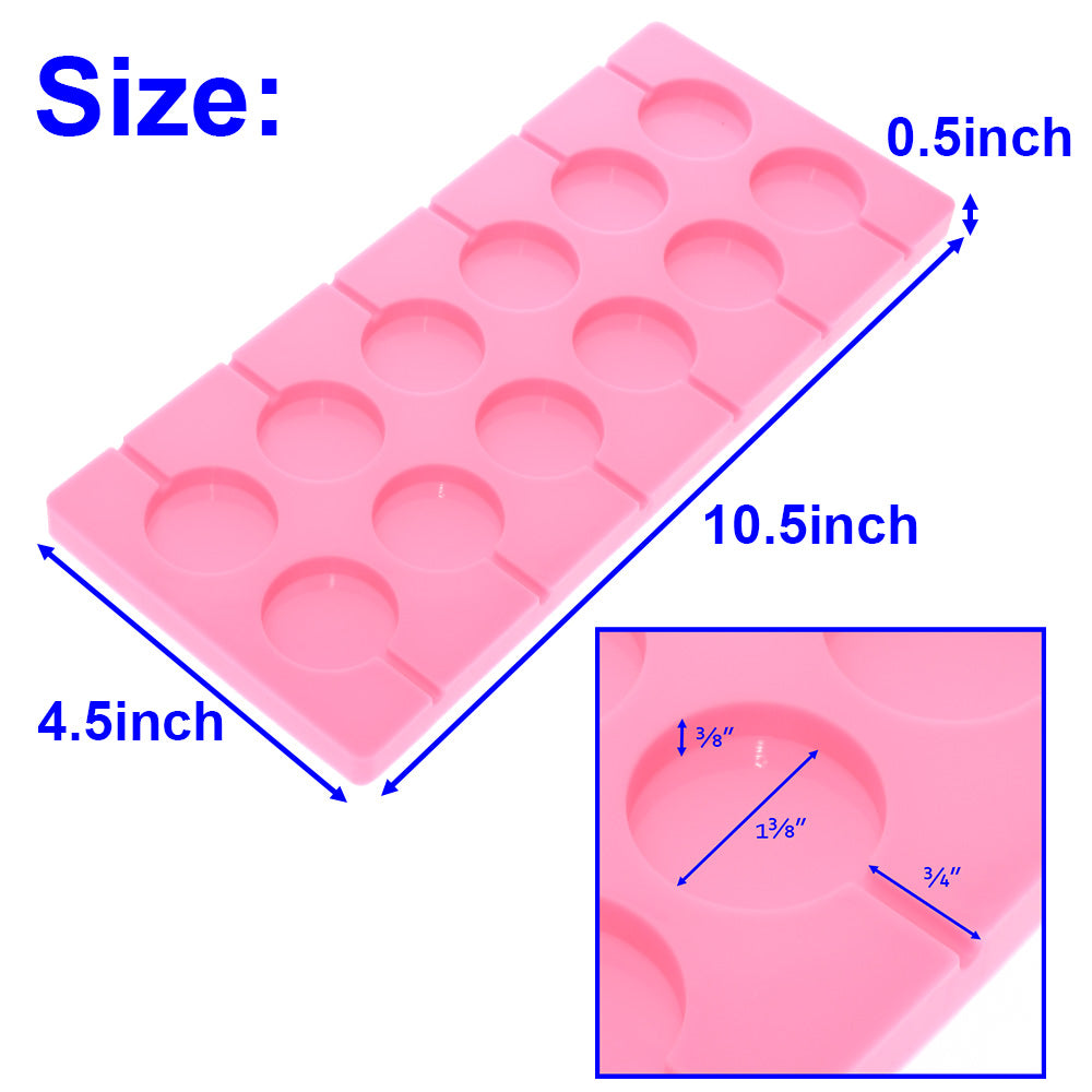 Digoon 2Pcs/Pack 12-Capacity Silicone Lollipop Molds,Hard Candy Mold With  100 Pcs/Pack 4 Inch Lollypop Sucker Sticks,Candy Treat Bags,gold ties