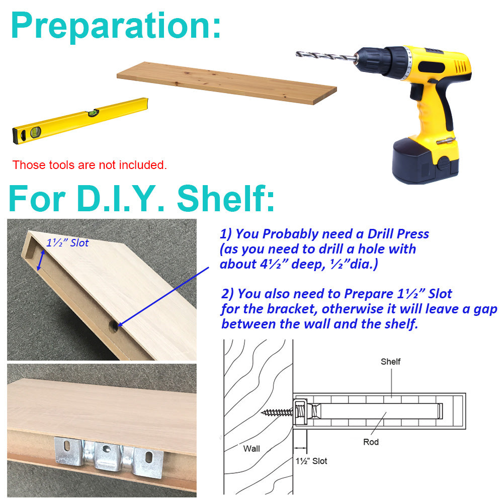  ARTIBETTER 6 Pcs Collapsible Shelf No Drill Floating