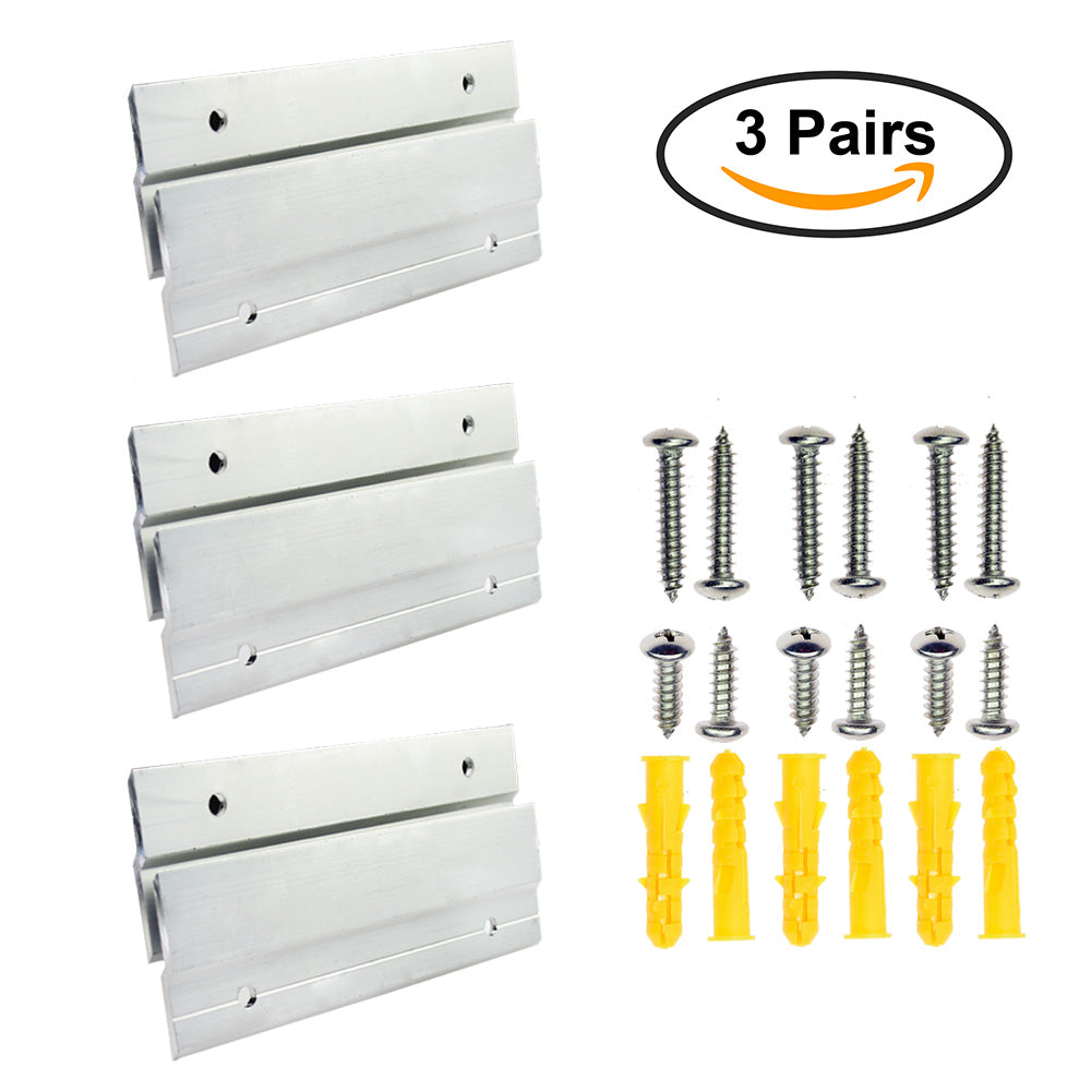 AllTopBargains TS-H330 6 Transparent Mirror Wall Mounting Kit Set Clear Clips Brackets Screws Anchors