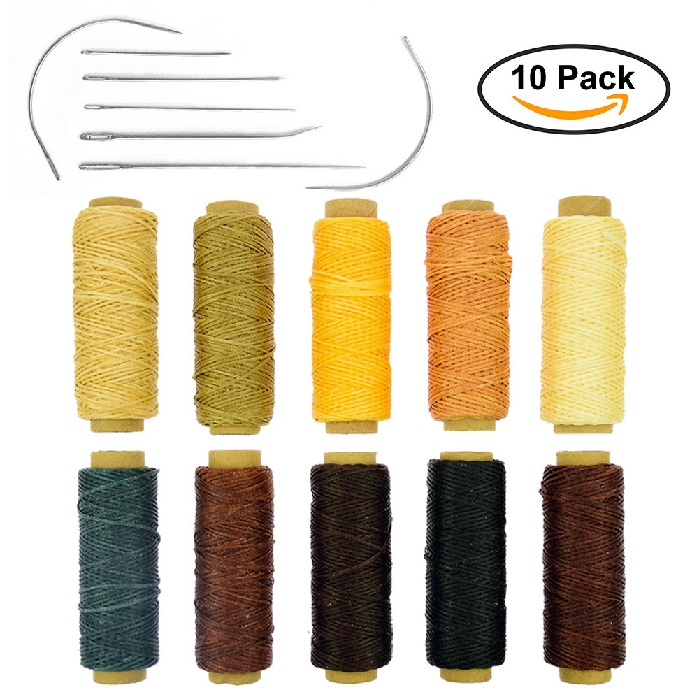 10 Colors 150D 1mm Hand Stitching Waxed Leather Thread Supplies with 7 – US  BigTeddy