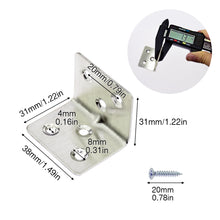 BIGTEDDY - 12pcs Corner Brace Joint Right Angle L Bracket Stainless Steel Shelf Support Fastener with Hardware Screws