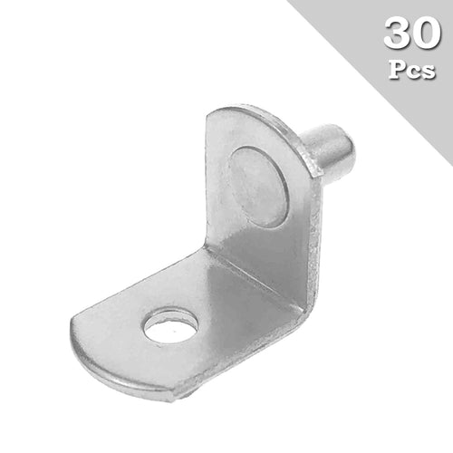 30x 5mm L-Shaped Support Furniture Kitchen Cabinet Closet Bookcase Shelf Bracket Style Pegs Hardware with Hole Nickel Plated